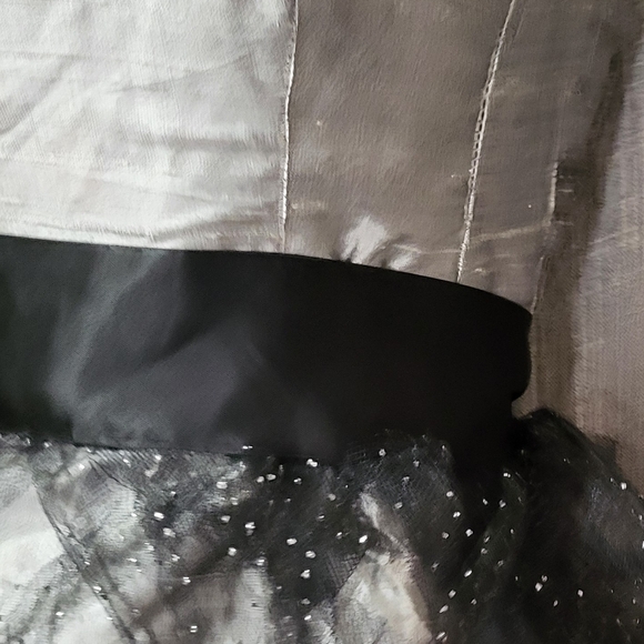 🎃GirlsZombie undead prom Black & Grey satin ragged strapless  Halloween Costume - Picture 10 of 12